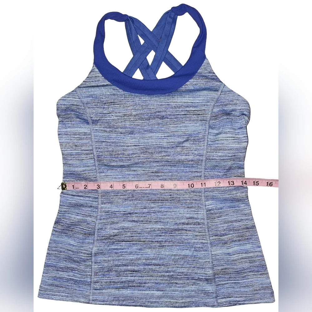 Lululemon Enhearten Tank Top Blue Strappy Back Camo Space Dye Racerback Sz 8 - Picture 10 of 15